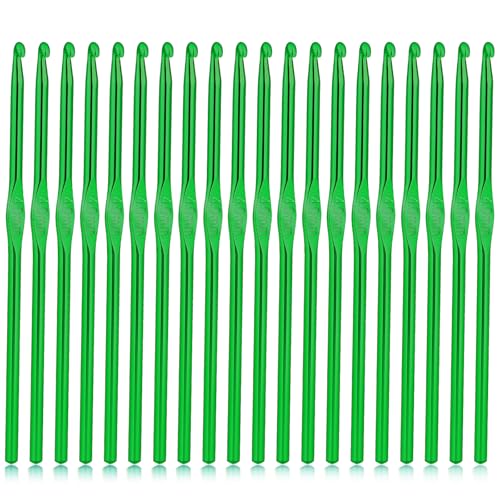 Crochet Hooks, 20 Pcs 4mm Crochet Hook US Size G (Size 6) Aluminum Knitting Needles Crochet Supplies for DIY Yarn Crafts Beginners (Green)