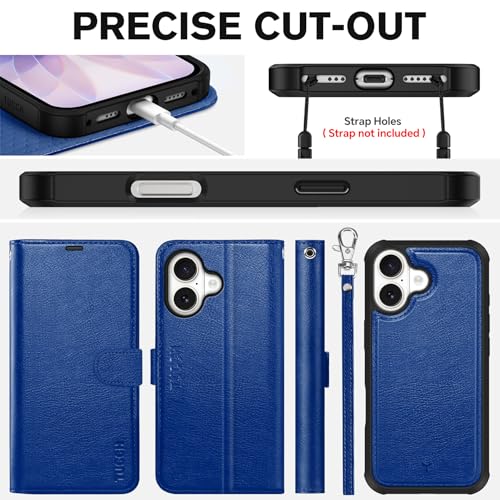 TUCCH 2-in-1 Detachable Wallet Case for iPhone 17 (6.3-inch) 2025, RFID Blocking 4 Card Slot | Wireless Charging | Wrist Strap | Kickstand | Magnetic | PU Leather | Protective Flip Cover | Klein Blue by TUCCH - Used condition - Image 8