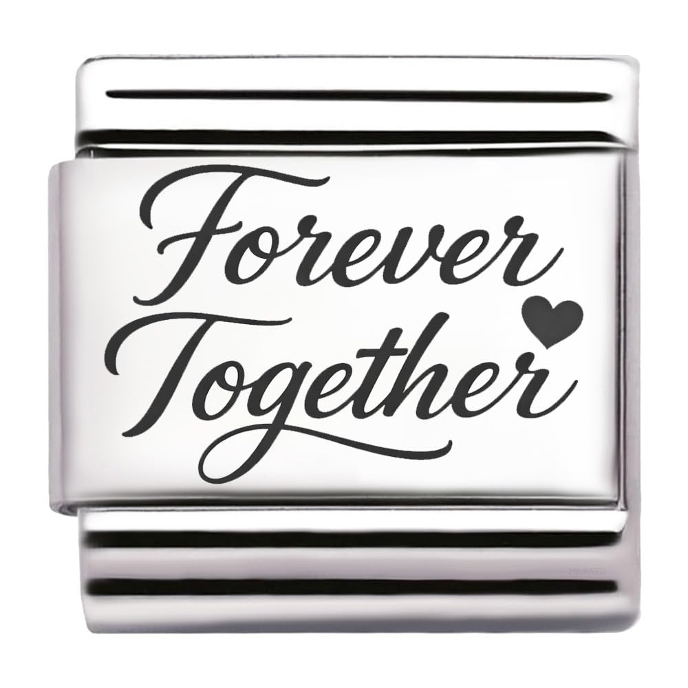 Personalised Custom Engraved Italian Charm Fits All 9mm Bracelet Links (Forever Together)