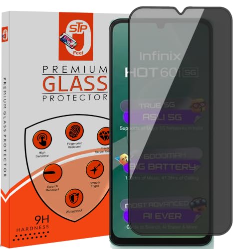 Image of STP FEEL Premium Grade Privacy Tempered Glass Screen Protector Guard Compatible For Infinix Hot 60i 5G (6.75 Inch, Pack of 1) Full Edge to Edge Coverage Anti-Spy /Anti-Peeping 9H Hardness