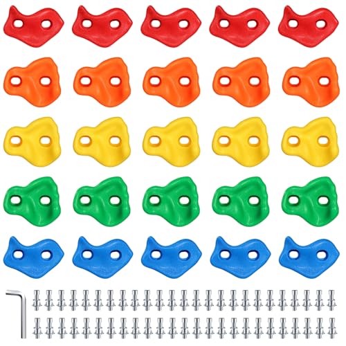 SEKKVY 25 Climbing Holds for Kids, Multi-Color Rock Wall Kit