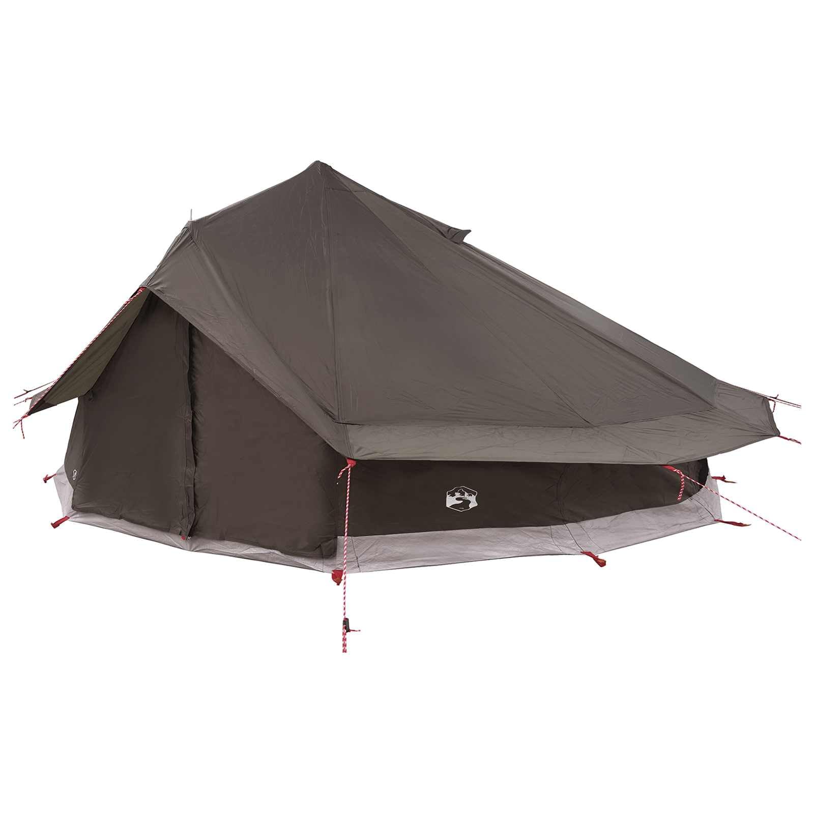 Namiot Tipi brązowo-szary, 800 x 800 x 430 cm, poliester i stal, namiot samorozkładający ze stelażem, szybkie zapięcie, składany, na kemping, dla rodziny, na plażę, festiwal