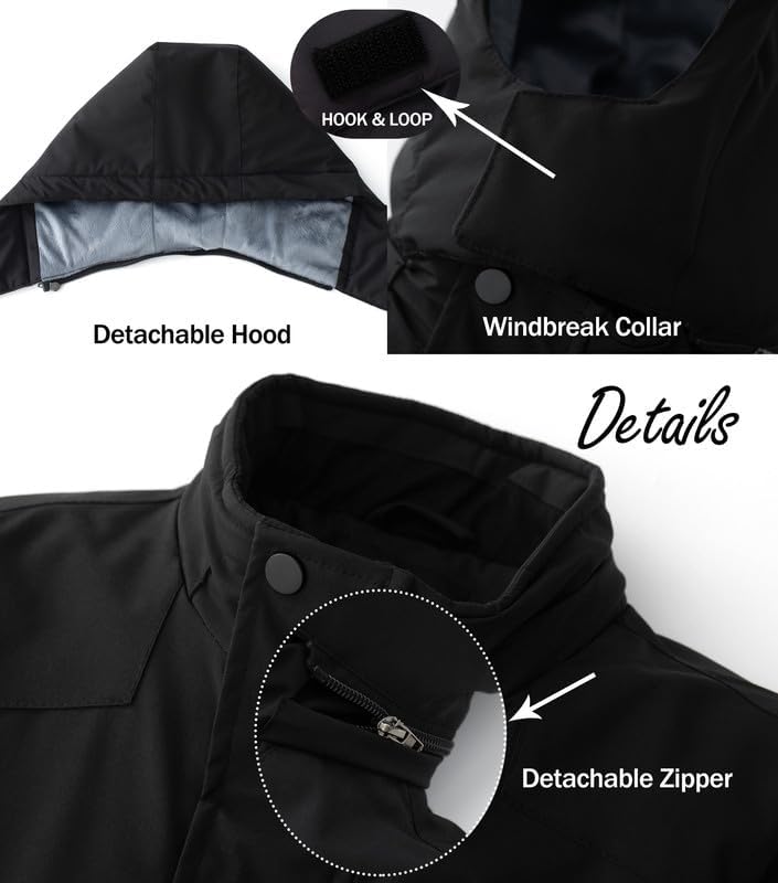 KVE Boys' Waterproof Ski Jacket Outdoor Recreation Thick Winter Coat Hooded Raincoats - Image 6