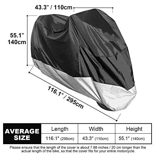 Ilm Motorcycle Cover With 3 Windproof Buckles 3Xl 116'' Fit For Harley Davidson Honda Suzuki Kawasaki Yamaha Ducati Ktm Bmw Model-Mc01(Black) #TOP5