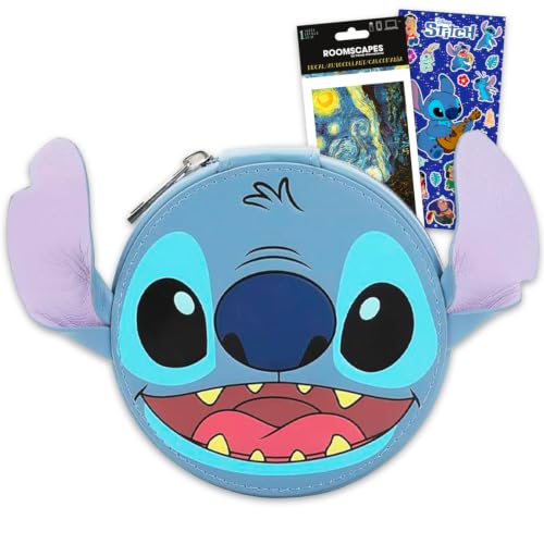 Disney Conjunto de caixa de joias Stitch – Estojo de joias de viagem de couro sintético