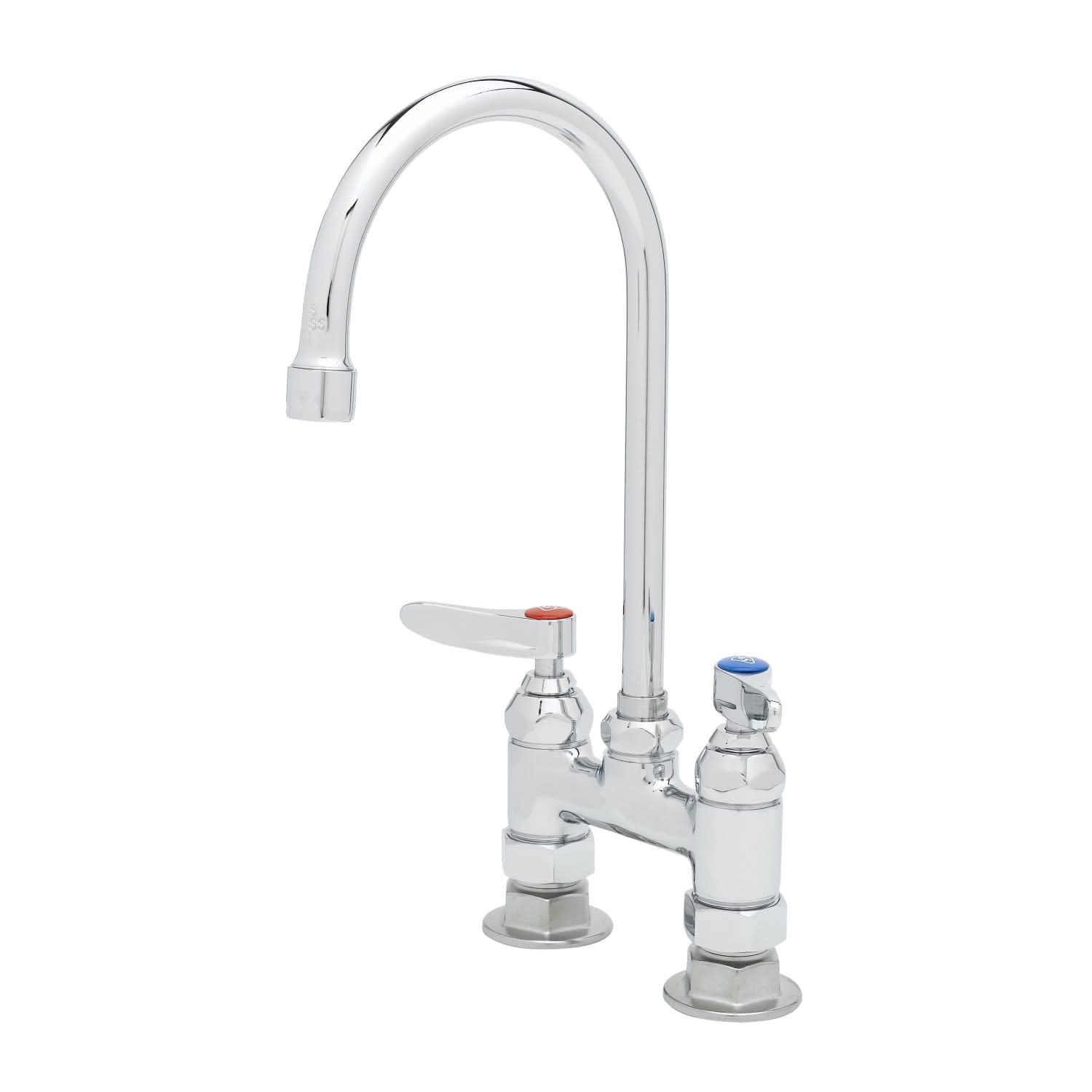 Robinet double pour évier de cuisine avec grand bec col de cygne pivotant 10,2 cm