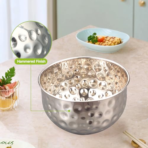 Tazón de acero inoxidable de 2.5QT con acabado martillado miniatura 2