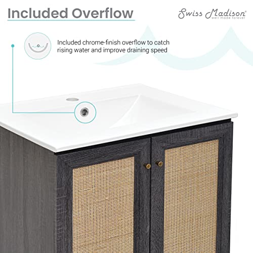 Image of Classe 24 inch Freestanding Bathroom Vanity in Black Oak with Sink Top