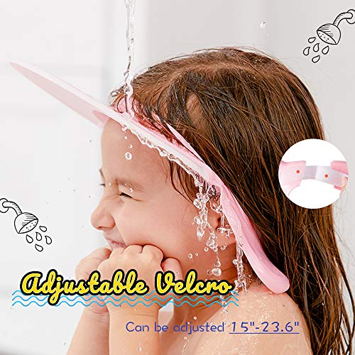 Baby Shower Cap Bathing Cap Kids, Silicone Shower Visor Bathing Hat,Infants Soft Protection Funny Safety Visor Cap for Toddler Pink