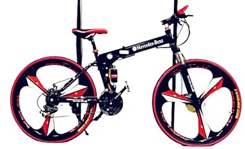 NURAKSH Latest 3 Spoke Foldable/Folding MTB Sports Cycle with 21 Derailleurs, Gears Cycle (Black) 45 Inches, Unisex-Youth, Multi-Use Bike