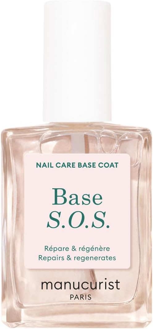 S.O.S. Base Coat - Enriched with Vitamins C and B5 - Nail Fortifier - Repairs and Strengthens - Care for Very Damaged Nails - Vegan, Up to 78% Plant-Based - Made in France - 15 ml
