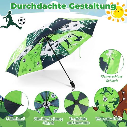 DPKOW Paraguas de fútbol, Paraguas Infantil Que Cambia de Color, Paraguas Plegable para Mochila Escolar, Regalos de fútbol para niños, Regalos Escolares, Paraguas para niños, 98 cm - imagen 3