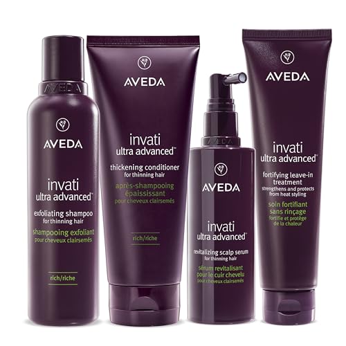 Image of Aveda Invati Ultra Advanced Rich 4-Step System | Exfoliating Shampoo, Thickening Conditioner, Revitalizing Scalp Serum, Fortifying Leave-In Hair Treatment | Reduces Hair Loss by 77%*