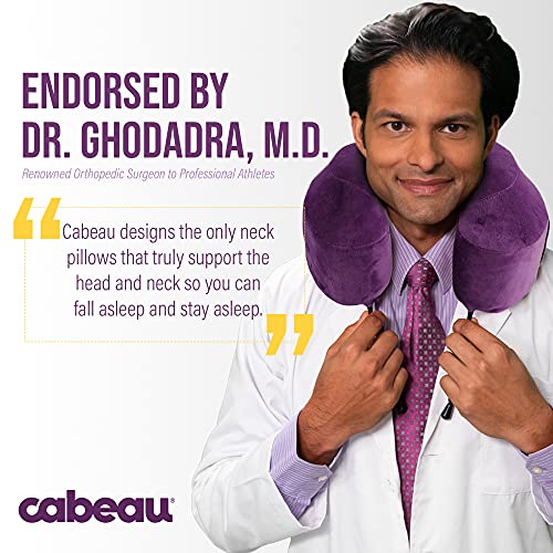 Cabeau Evolution Classic 100% Memory Foam Travel Neck Pillow for Airplanes and Travel, 360-Degree Support Backed by Sleep Science, Midnight