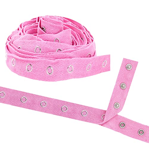Mandala Crafts Pink Cotton Metal Snap Tape for Sewing, 3 Yds