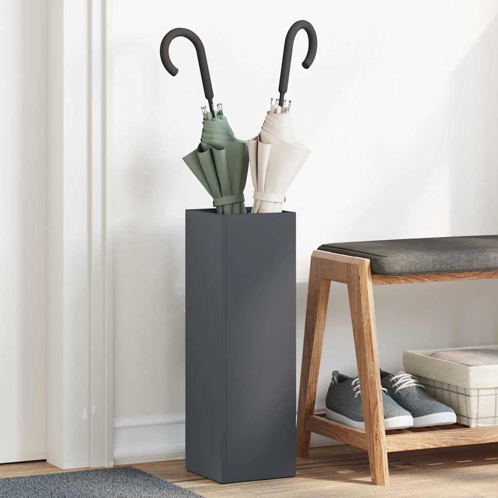 VidaXL Porta Ombrelli In Acciaio Nero, Portaombreli Moderno Con Vaschetta Raccogocce, 15,5x15,5x48,5 Cm - 4
