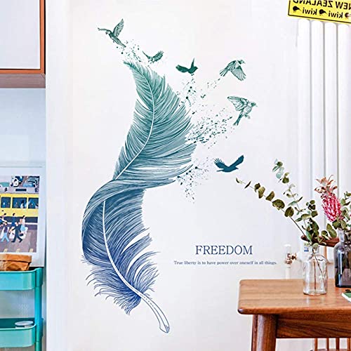 Feathers Wall Decals Wall Stickers For Bedroom Wall Mural As Wall Decor For Living Room | 124Cm X 72Cm Removable Peel And Stick Wall Stickers For Walls Decoration As Housewarming Birthday Gift #TOP1