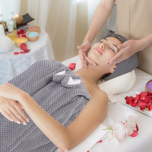 Spa Robe Bath wrap Towels for Women and Hair Drying Towel Waffle Spa Wraps with Pocket Adjustable Closure Lightweight Towel Wraps for Bath Shower (4, Gray)3