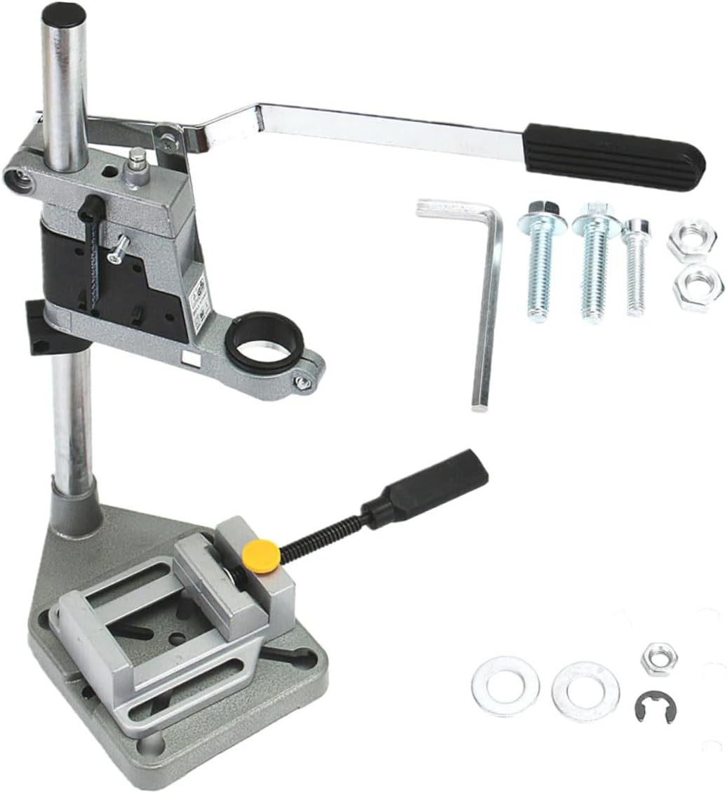 UKCOCO Adjustable Single Hole Drill Press Holder with Iron Base Bench Clamp Stand Universal Drill Press Floor Stand for Woodworking and Power Tool Accessories