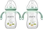 Oberni Anti-Colic Baby Bottle with Level 4 Fast Slow Nipple and Non-Slip Handles, 9oz / 270 mL, 12 Months+, Pink/2Pack