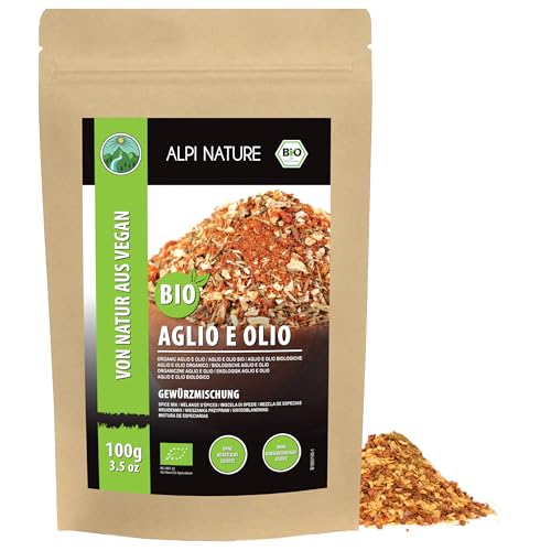 Alpi Nature Especias Aglio e Oglio Orgánicas 100g, Condimento Italiano, Mezcla de Especias Picantes