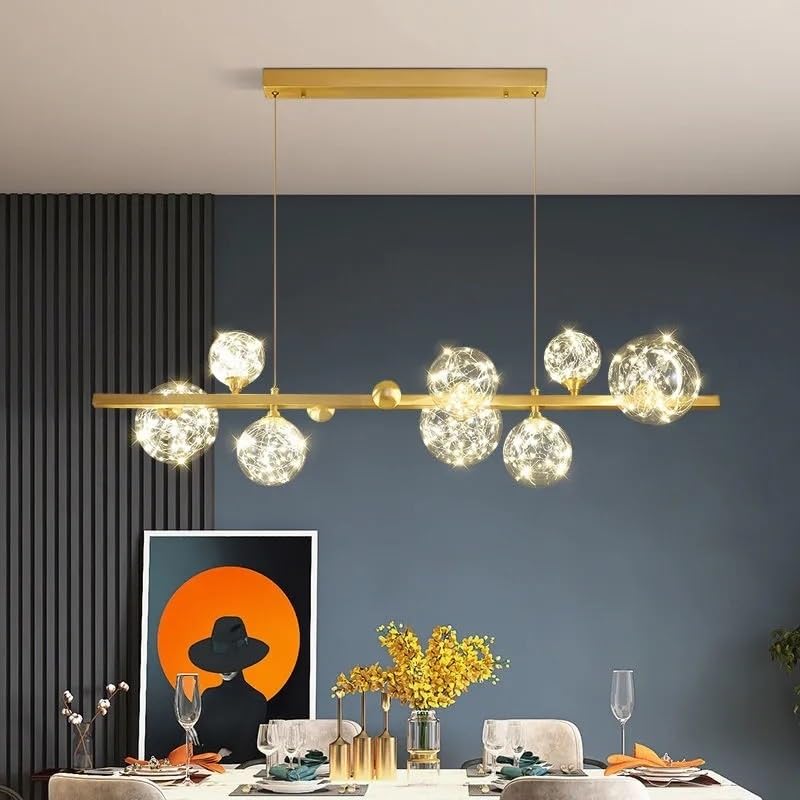 Lustre LED salon or à suspendre pour table salle à manger