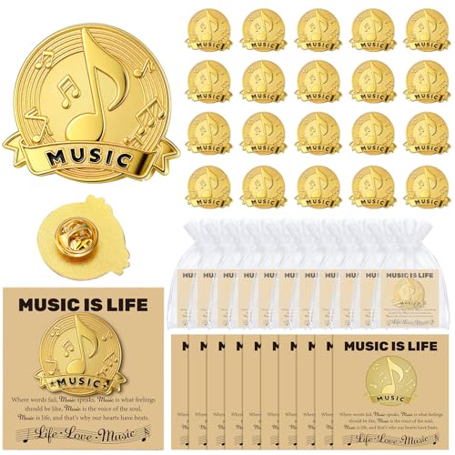 Image of Liliaafar 60 Pcs Music Note Lapel Pins Musical Note Band Award Pins Cards Bulk for Musician Music Lover Teacher Graduation Gifts for Students