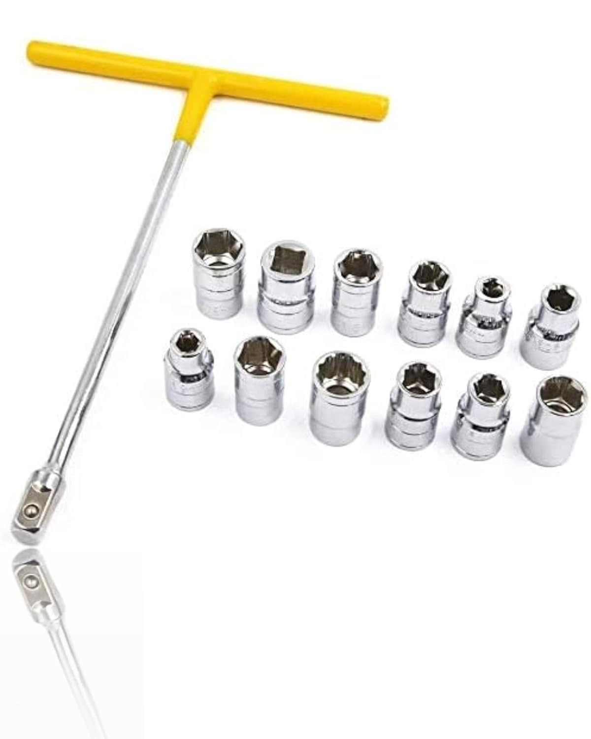 VENEKETY T Shaped Handle Wrench Spanner set 13 Pcs Vehicle Car 8mm - 19mm 1/2" Square Drive Socket Tool Set, Hex End Interchangable (B0DGT66SHK) Amazon Price History, Amazon Price Tracker