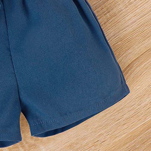 Vestido Suspensório Verão Criança Meninos Manga Curta Patchwork Color Tops Shorts Duas Peças Roupas