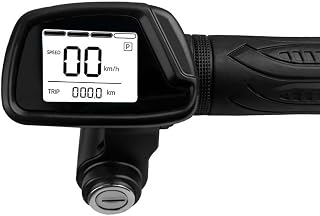 Advokingtap Manillar eléctrico de 48 V con control del acelerador con pantalla LED para velocidad de kilometraje, batería compatible con bicicletas, triciclos, color negro