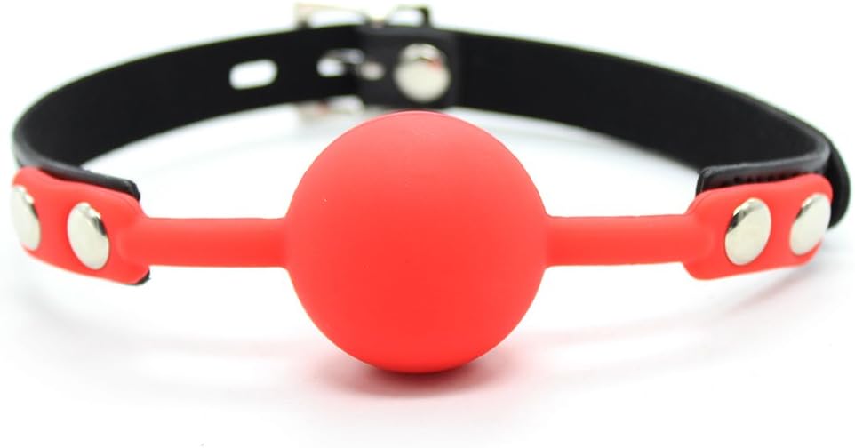 SM Silicone Ball Gag with Lock Leather Strap BDSM Adult Sex Toys Bondage Kit Restraints Play (1.5in Ball, Purple+Black) | Leather Strap with Silicone Material Open Mouth SM Bondage Restraints Bite Gag for Sex Games