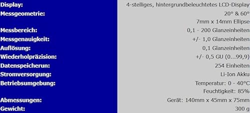 Glanzmesser Glanzmessgerät (Fließen, Papier, Kunststoff oder Lack) GM1