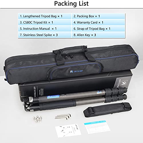 Tripé de câmera de fibra de carbono, tripé de viagem, tripé ARTCISE resistente, tripé de viagem prof