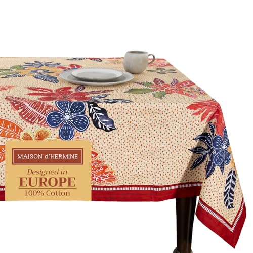 Maison d' Hermine Table Cloth Square Table 100% Cotton 60 x 60 Inches Tablecloth Reusable Decorative Everyday Use for Dining Room, Farmhouse, Home, Party, Festive & Wedding - Kalahari