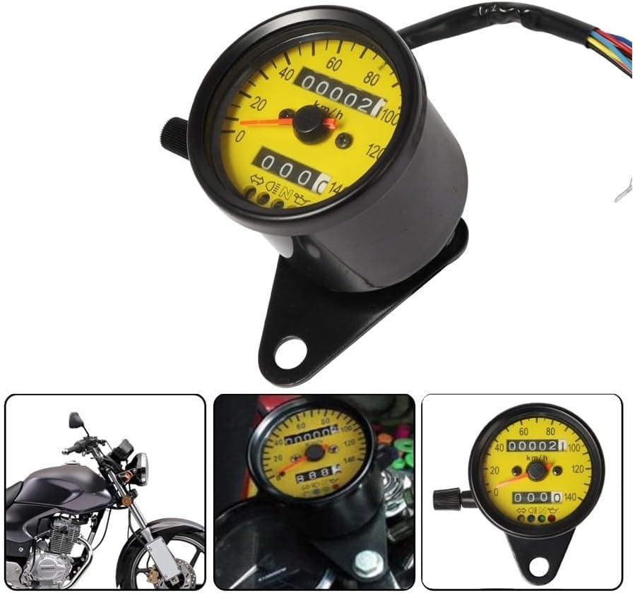 Motorbike Digital Tachometer Motorcycle LED Backlight Dual Odometer 0-140KM/H Tachometer Gauge Vintage Tachometer Universal