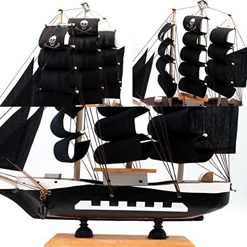 Mediterraner Stil Schwarz Piratenschiff Massivholz Segelboot Modell Dekorationen Home Wohnzimmer TV Schrank Desktop… – Bild 4