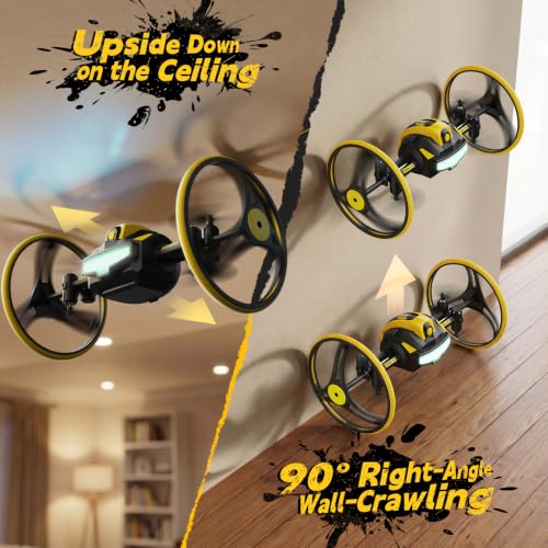Image of Holy Stone Drive Climb Drone for Kids Beginners, RC Quadcopter with Wall-Crawling, Ground Driving, 360 Flips, Air Hop, Circle Fly, Headless Mode, One Key Takeoff /Landing, LED Lights, Gift Toy for Boys Girls