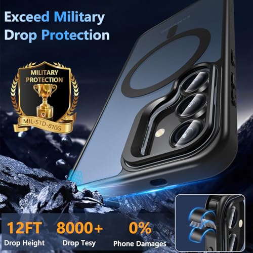 Cum2giff Magnetic for Samsung Galaxy S25 FE Case with Screen Protector, Compatible with Magsafe, Shockproof Military Grade Drop Protection, Translucent Matte Back Phone Cover for S25 FE 6.7", Black by Cum2giff - Used condition - Image 8