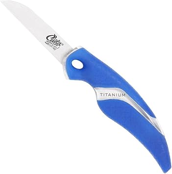 CUDA 2.5" Bait Knife | Saltwater & Freshwater Precision Ground Edge Titanium Bonded Stainless Steel Blade Knife with Non-Slip Scale Pattern Grip