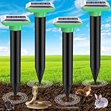 BIZOI Solar Ultraschall Maulwurf Vertreiber, 4 Stück Maulwurf Vertreiber, Solar Maulwurfschreck, IP66 Wasserdichter Maulwurf Vertreiben für Abwehr von Wühlmaus Vertreiben und Erdhörnchen in Rasen