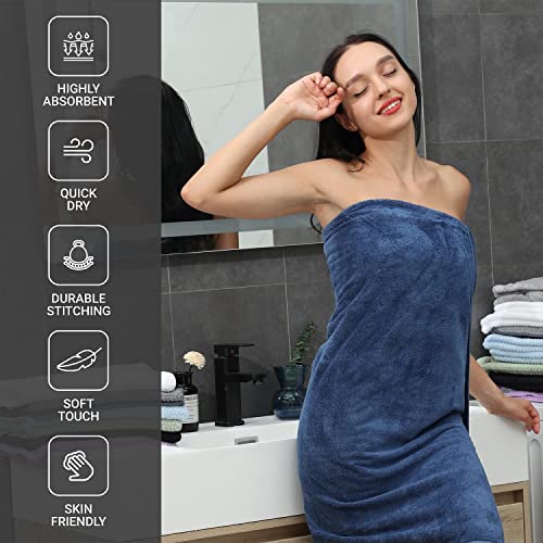 Junsey Bath Towels Set Of 6, Bathroom Towels 27X55In Quick Dry Towel Set 600 Gsm Microfiber Towels Super Soft Absorbent Shower Towels For Bathroom Hotel Spa Gym Camping Beach Navy Blue #TOP2