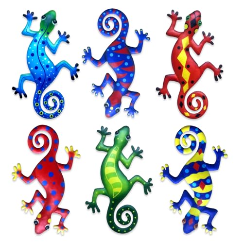 Linkstyle 6 Stück Metall Wanddeko Outdoor, 20.5cm Garten Wandkunst Deko, Gecko Wall Decor für Wohnzimmer Schlafzimmer Balkon Terrassen Zaun Linkstyle 6 Stück Metall Wanddeko Outdoor, 20.5cm Garten Wandkunst Deko, Gecko Wall Decor für Wohnzimmer Schlafzimmer Balkon Terrassen Zaun