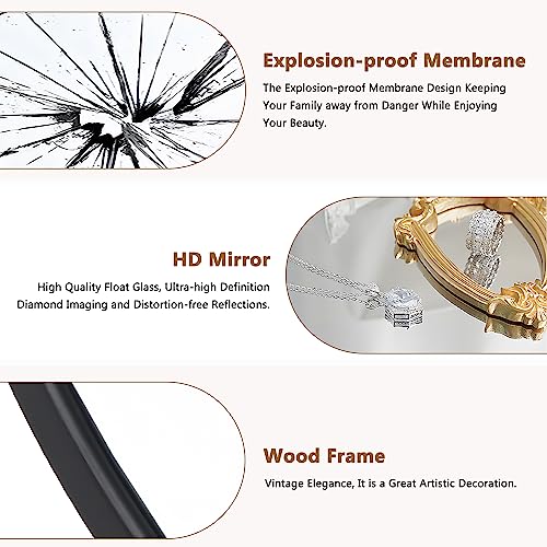 Image of PexFix Arched Full Length Mirror Arched Wall Mirror Floor Mirror with Stand Contemporary Full Length Mirror with Black Wood Frame,71 inchx24 inch