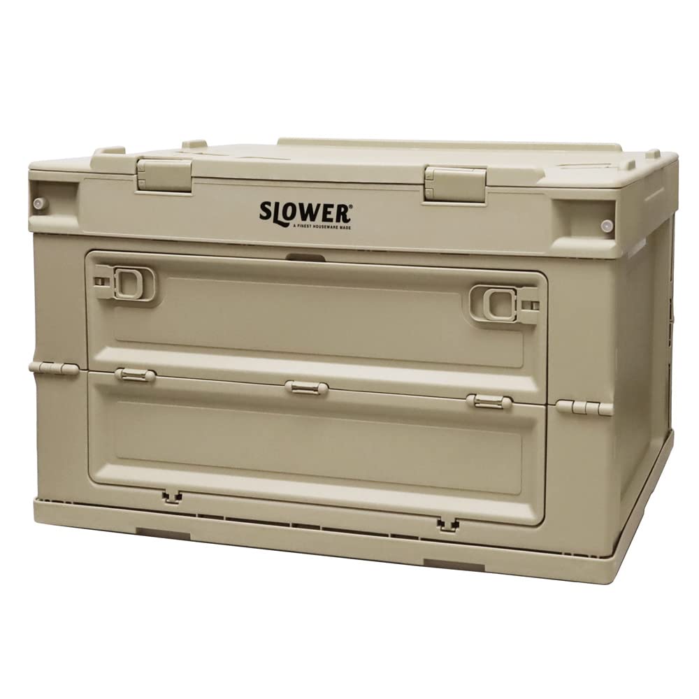 スロウワー(SLOWER) 収納ボックス フタ付き 折りたたみ 収納ケース  フォールデイング コンテナ ガンボン [S] サンド ベージュ L FOLDING CONTAINER Gambon(L) SLW325