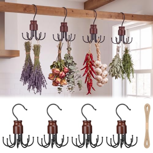 Junkin 4 Pcs Herb Drying Rack with 8 Dryer Hooks Hanging Flower Drying Rack