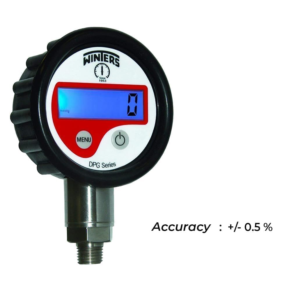 *Envío el mismo día* Manómetro digital de la serie Winter DPG (0 a 700 bar) – Incluye adaptador 1/4 NPT hembra a 1/4 BSP macho – Con certificado de calibración Manómetro digital para sistemas HVAC