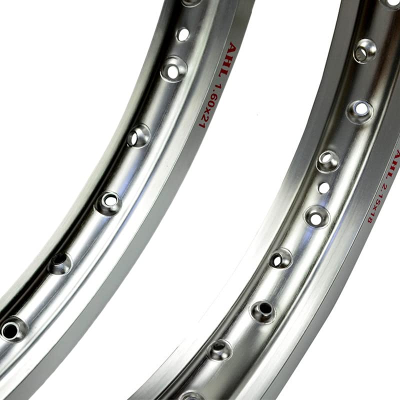 Części do naprawy motocykli 6061 Przednie + tylne felgi motocyklowe aluminiowe lotnicze koło 2,15x18 i 1,60x21 36 otworów na szprychy wysoka wytrzymałość czarno-biała obręcz(White Color Set)