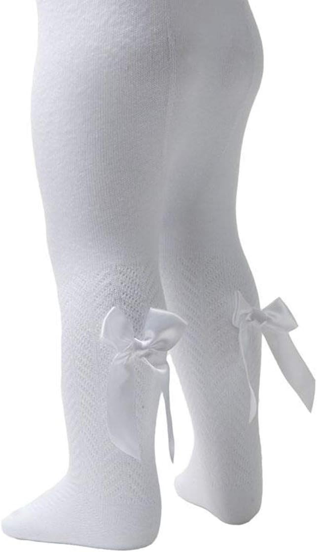 Aelstores Girls Tights Heart Print With Ribbon Bow Stockings Pom Pom Cotton Socks Leggings
