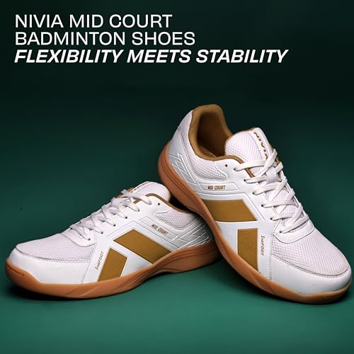 Image of Nivia Mid Court Badminton Shoes for Men, Flexipro Sole Technology & Dual-Layer Foam Cushioning, Designed for Badminton, Volleyball, Squash, Table Tennis, Pickleball
