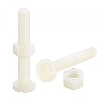 Vista 10 de uxcell Surtido de 20 pares de tuercas de tornillo de nailon, tornillos de cabeza ranurada M8x16mm y tuercas hexagonales M8 para maquinaria